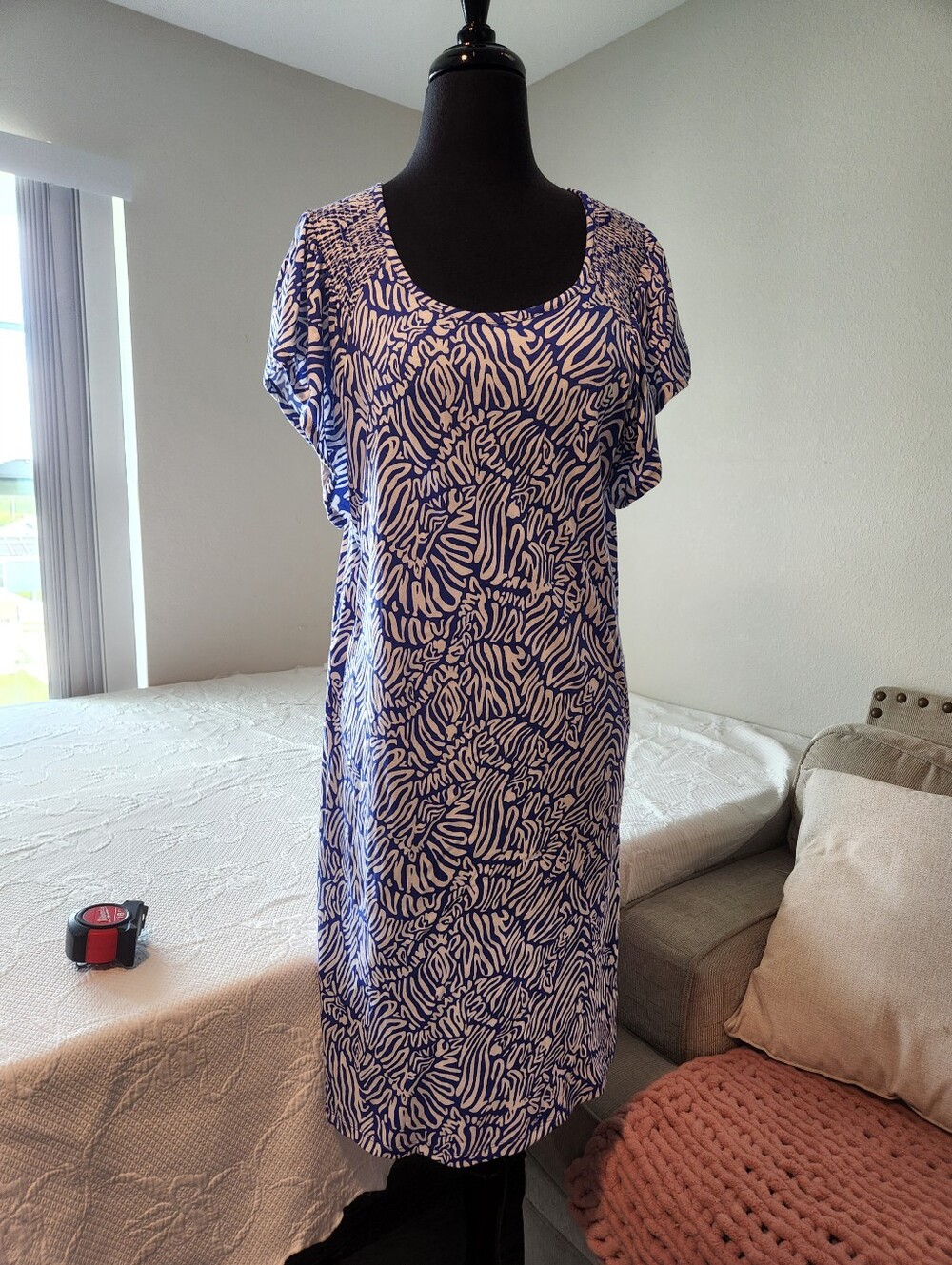 Lilly Pulitzer Navy and White Abstract Zebra-Style Midi Dress